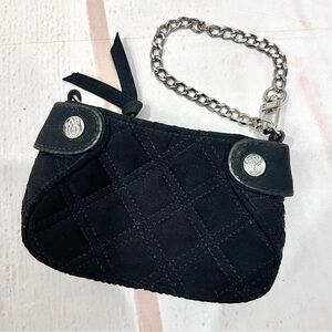 Vera Bradley Colette Quilted Microfiber Mini Black Wristlet Clutch Wallet Purse